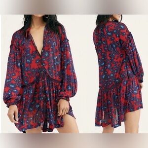 Free People Love Letter Tunic Dress Women's Size Large Oversized Drapey Boho